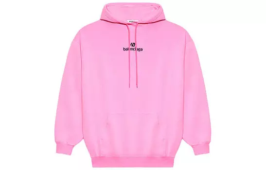 Свитшот женский Balenciaga с карманом-кенгуру, ярко-розовый