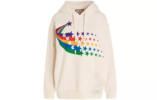 Свитшот женский Gucci с разноцветным логотипом, белый