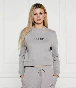 Свитшот женский Guess Jeans хлопковый укороченный, серый