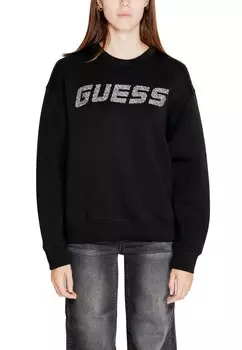 Свитшот женский GUESS с большим логотипом, черный