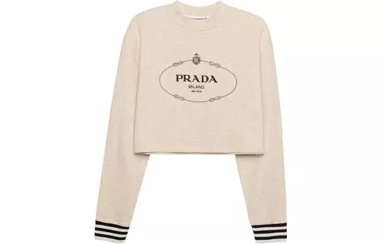 Свитшот женский Prada короткий, белый