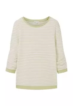 Свитшот женский с присборенными рукавами 3/4 Tom Tailor, цвет White Green