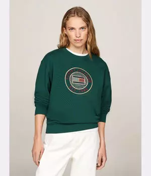 Свитшот женский Tommy Hilfiger с вышивкой, зеленый
