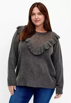 Свитшот Zizzi MIT RSCHENDETAIL, цвет dark grey melange