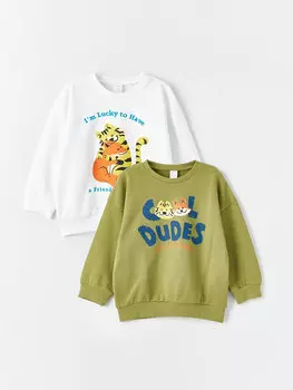 Свитшоты с длинными рукавами с принтом для маленьких мальчиков, набор из 2 шт. LCW baby, светло-зеленый