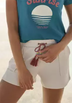 Свитшоты Vivance "шорты", с накладными карманами и контрастным шнуром, одежда для дома, кремовый