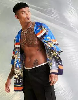 Свободная атласная рубашка с цветочным принтом ASOS DESIGN