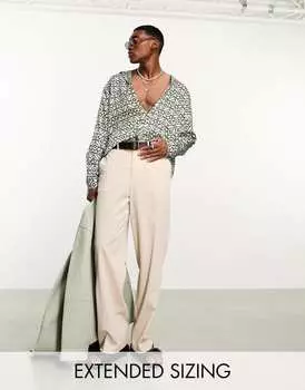 Свободная атласная рубашка с геопринтом ASOS DESIGN