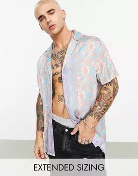 Свободная атласная рубашка с каймой и принтом ASOS DESIGN