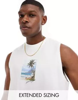 Свободная белая майка с живописным принтом на груди ASOS DESIGN