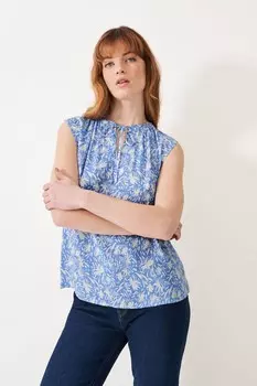 Свободная блузка из вискозы с цветочным принтом Crew Clothing Company, синий