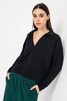 Свободная блузка с воротником Gap, черный