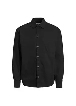 Свободная черная мужская рубашка JCOCOLLECTIVE ZAC OVERSHIRT LS SN Jack & Jones, черный