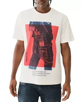 Свободная джинсовая футболка с рисунком True Religion, белый