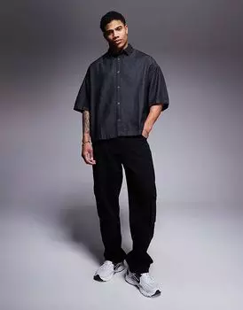 Свободная джинсовая рубашка черного цвета ASOS DESIGN