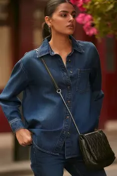 Свободная джинсовая рубашка Next, синий