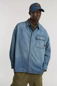 Свободная джинсовая рубашка с карманом клапаном G Star, синий