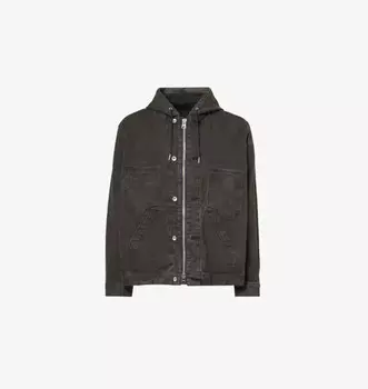 Свободная джинсовая толстовка с капюшоном и двумя накладными карманами Sacai, серый