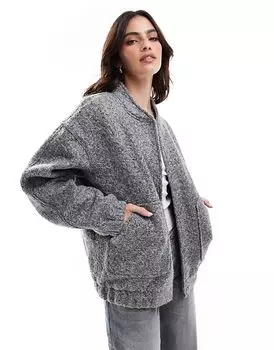 Свободная фактурная куртка-бомбер в средне-сером цвете Vero Moda