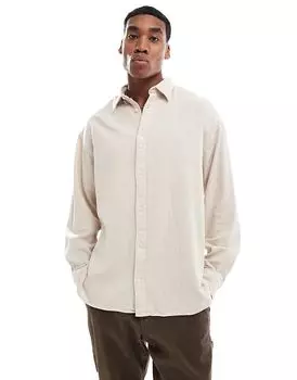 Свободная фактурная рубашка бежевого цвета Jack & Jones