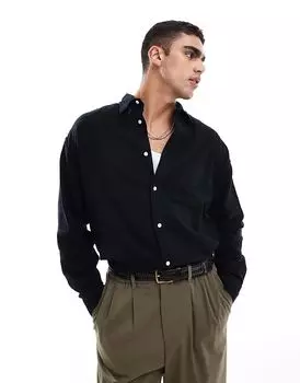 Свободная фактурная рубашка черного цвета Jack & Jones