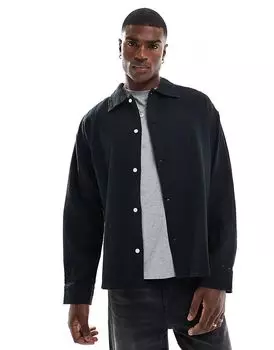 Свободная фактурная рубашка черного цвета Jack & Jones