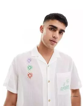 Свободная фактурная рубашка с вышивкой ASOS Revere