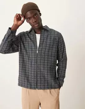 Свободная фактурная рубашка свободного кроя в синем миксе Selected Homme