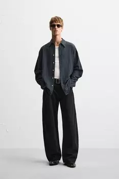 Свободная фактурная рубашка ZARA, индиго