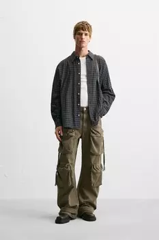 Свободная фактурная рубашка ZARA, синий