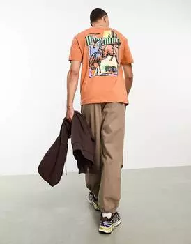 Свободная футболка ASOS DESIGN из мытой глины с ковбойским принтом на спине