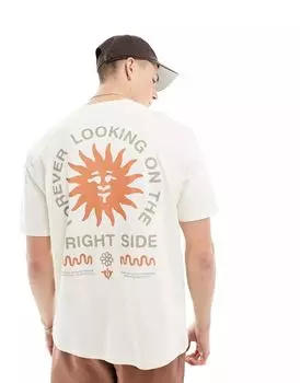 Свободная футболка ASOS с льняной текстурой и солнечным принтом сзади