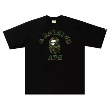 Свободная футболка BAPE 1st Camo College, цвет черный/зеленый