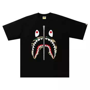 Свободная футболка BAPE 1st Camo Shark, Черный/Желтый