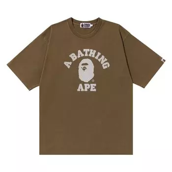 Свободная футболка BAPE Stone Wash College, Бежевый