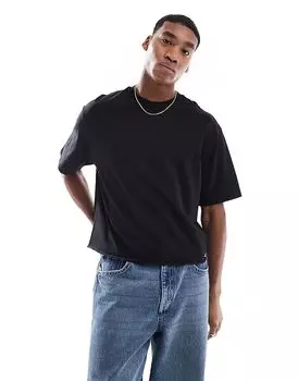 Свободная футболка черного цвета Bershka