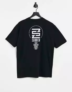 Свободная футболка черного цвета из хлопка с принтом \"Город Загреб\" ASOS DESIGN на спине - BLACK