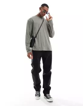 Свободная футболка цвета хаки с длинными рукавами ASOS DESIGN