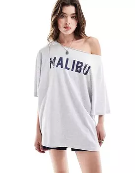 Свободная футболка цвета ледяного мелибу с открытыми плечами ASOS DESIGN