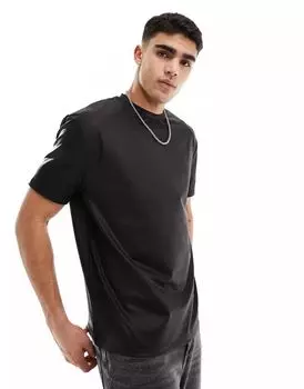 Свободная футболка из черной искусственной кожи ASOS