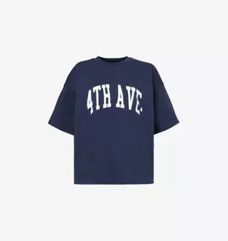 Свободная футболка из хлопкового джерси с текстовым принтом 4Th & Reckless, синий