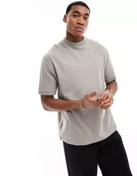 Свободная футболка из пике с каменной отделкой в рубчик ASOS DESIGN