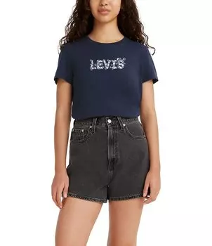 Свободная футболка Levi's с цветочным логотипом и графическим рисунком, синий