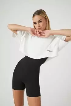 Свободная футболка New York High-Low Forever 21, кремовый