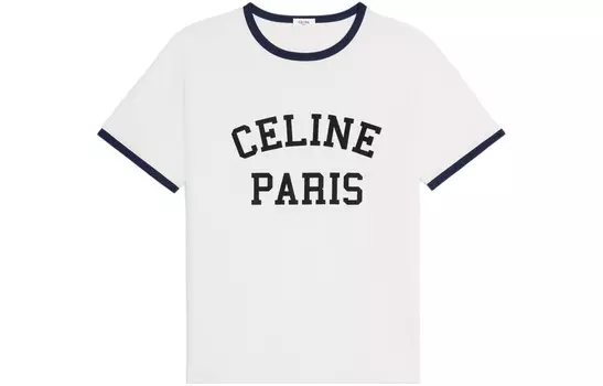 Свободная футболка PARIS из хлопкового трикотажа Celine, белый