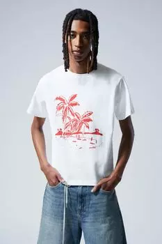 Свободная футболка с графическим принтом Weekday, белый