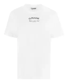Свободная футболка с круглым вырезом Ganni, белый