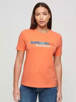 Свободная футболка с логотипом Sportswear Superdry, фьюжн коралл