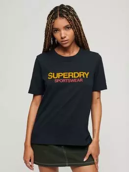 Свободная футболка с логотипом Sportswear Superdry, затмение темно-синий