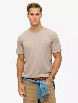 Свободная футболка с перекрашенным логотипом Superdry, цвет Deep Beige Slub